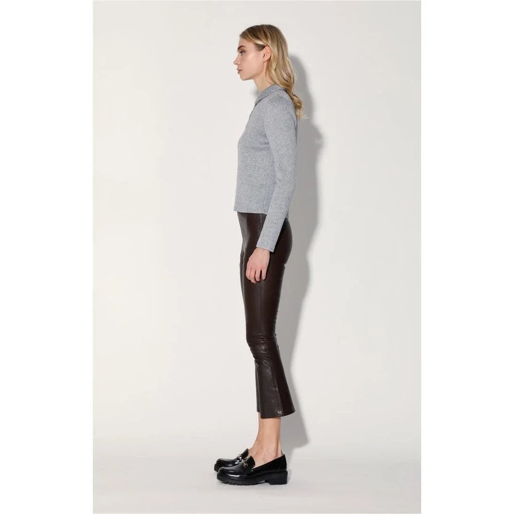Walter Baker Stretch Lamb Leather Lori Pant Pull-On Mocha Black Size L NWT